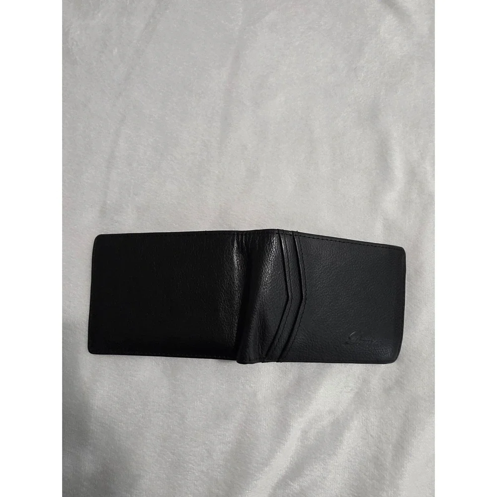 Danis Mens Black Pebbled Leather Bifold Wallet with Dual ID‎ Windows